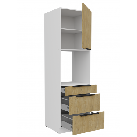 Zabudowa piekarnika z szufladami 60 cm CREMA dąb cremona / biały mat 60 DPS-210 2F